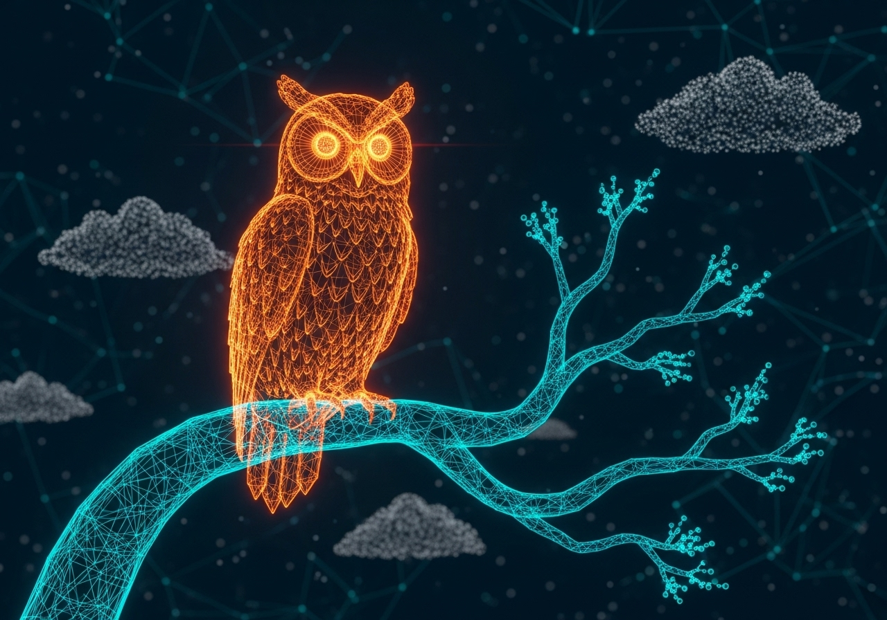 TytoWorks digital owl logo - representing advanced ontology management platform with AI safety protocols and GRAVIS integration for enterprise knowledge engineering